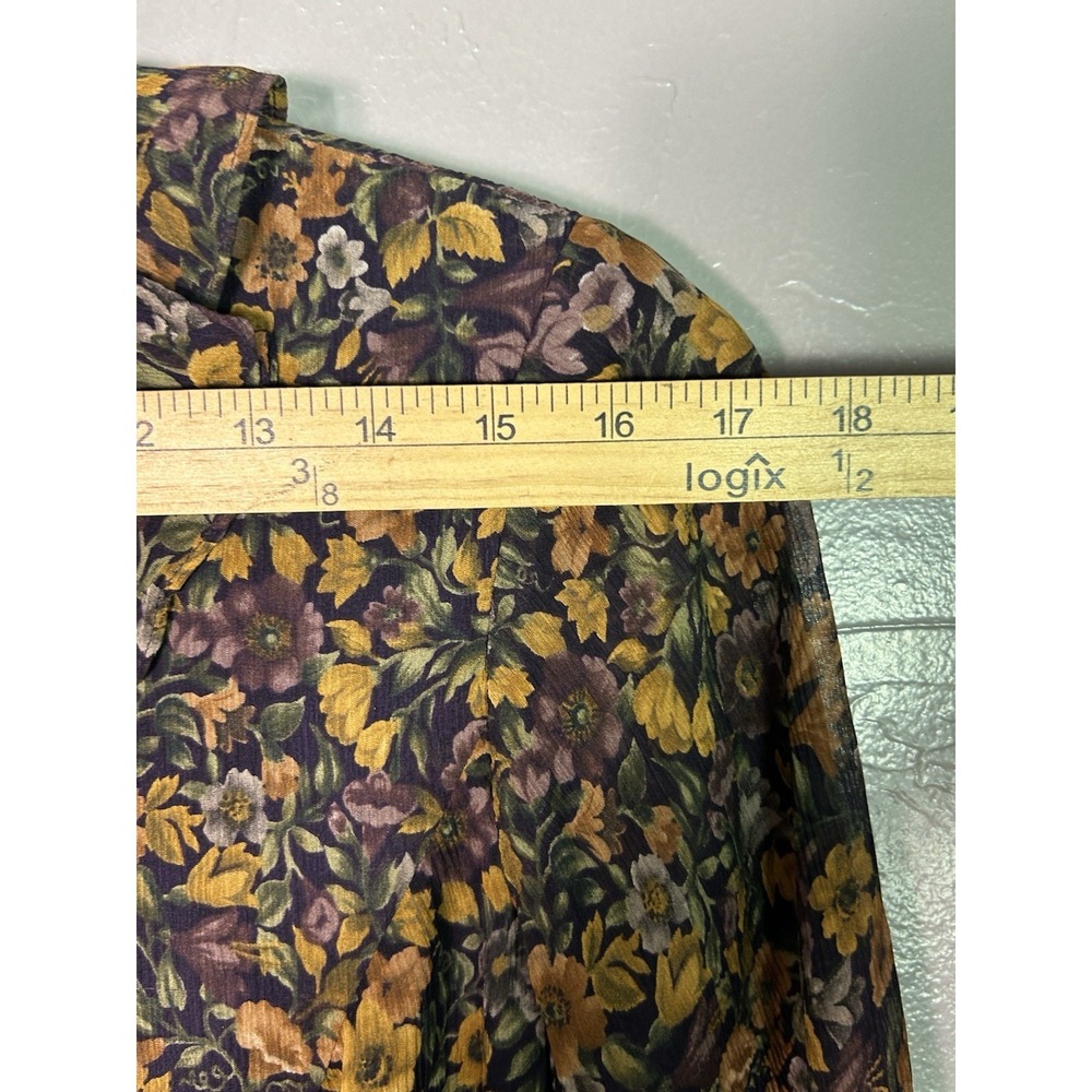 vintage Coldwater Creek sheer floral midi dress 6 100%silk Cottage Core Fall - Picture 9 of 11